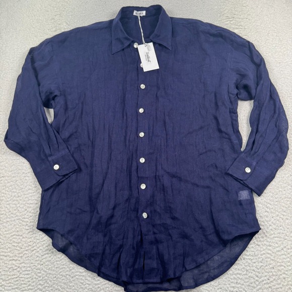 Vitamin A Eco Linen Playa Shirt Dress Womens M Oversized Button Cover Up NEW - Picture 3 of 13